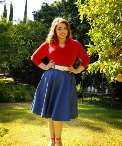 Pinupgirlclothing.com Doris Vintage Swing Skirt With Pockets In Blue | Pinup Couture
