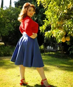 Pinupgirlclothing.com Doris Vintage Swing Skirt With Pockets In Blue | Pinup Couture
