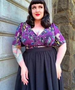 Viva Blouse In Purple Butterfly Crepe | Laura Byrnes Design