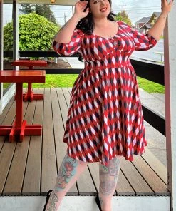 Laura Byrnes Design Kayla Swing Dress In Bad Girl Harlequin | Deadly Dames