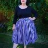 Bella Vintage Gathered Swing Skirt In Solstice Stripe Cotton Sateen | Pinup Couture What's New, Pussycat?