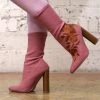 Hot Issue Fashion - FashionGo Shop All In-Stock Items By Size Final Sale - Flora Embroidered High Heel Booties In Rose