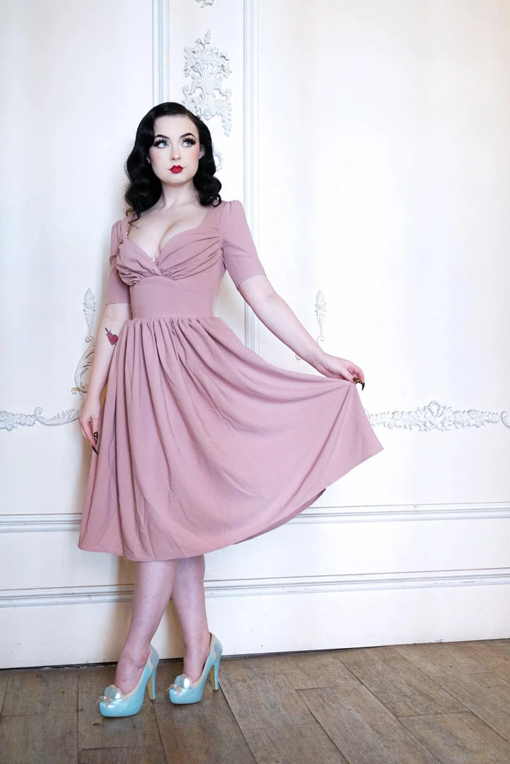What's New, Pussycat? Paige Swing Dress In Rosewood Crepe | Pinup Couture 3 What's New, Pussycat? Paige Swing Dress In Rosewood Crepe | Pinup Couture