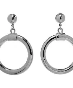 Elizabeth Taylor Shop All In-Stock Items By Size Final Sale - Legacy Work - Mid-Century Silver Hoop Clip On Earrings