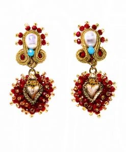 What's New, Pussycat? Sagrado Corazon Beaded Dangle Earrings | Evelyn Ariza