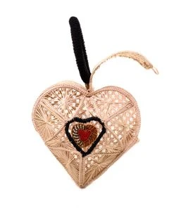 Hand Made Sagrado Corazon Raffia Purse In Natural | Evelyn Ariza