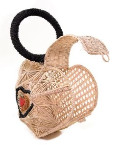 Hand Made Sagrado Corazon Raffia Purse In Natural | Evelyn Ariza