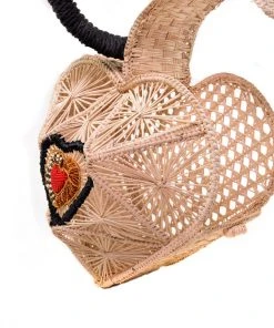 Hand Made Sagrado Corazon Raffia Purse In Natural | Evelyn Ariza