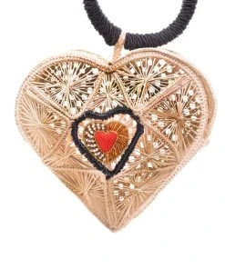 Hand Made Sagrado Corazon Raffia Purse In Natural | Evelyn Ariza