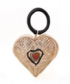 Hand Made Sagrado Corazon Raffia Purse In Natural | Evelyn Ariza