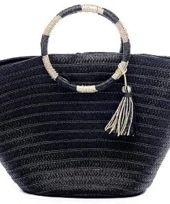 Joia Black Rattan Tote