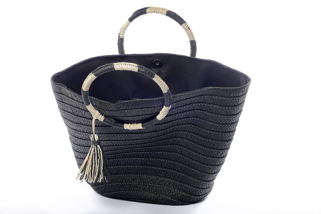 Joia Black Rattan Tote 3 Joia Black Rattan Tote
