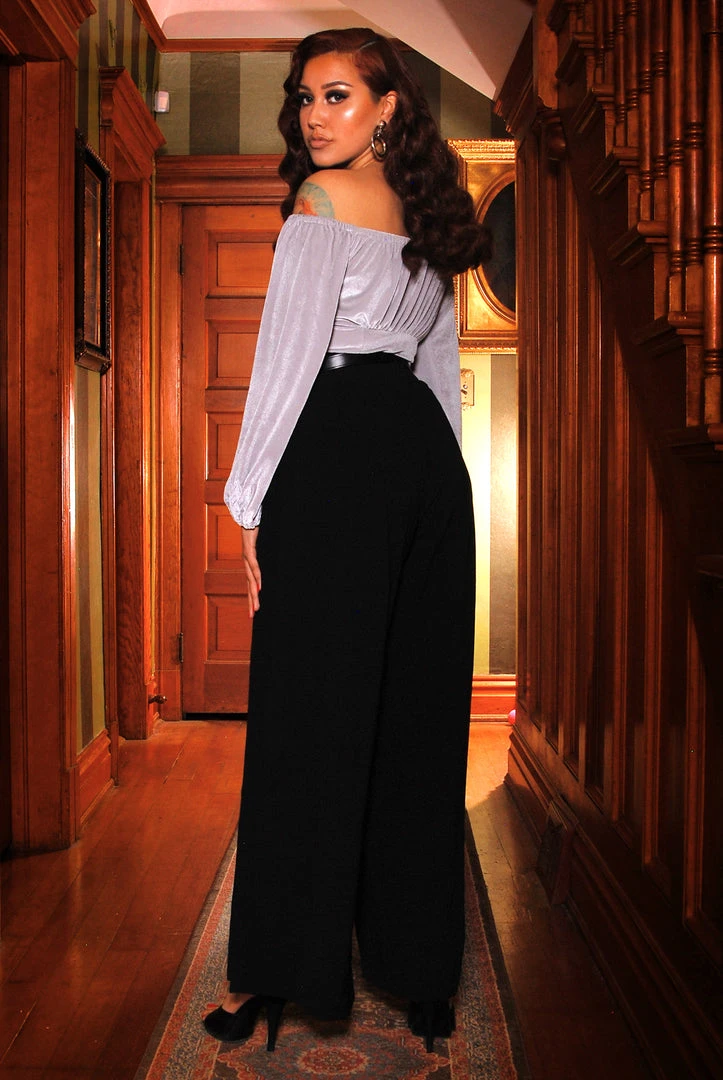 Dietrich Vintage Wide Leg Trousers In Black Crepe 32" Inseam | Laura Byrnes Design What's New, Pussycat? 4 Dietrich Vintage Wide Leg Trousers In Black Crepe 32" Inseam | Laura Byrnes Design What's New, Pussycat?