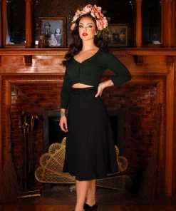 Laura Byrnes Design Viva 40s Style Tulip Skirt In Solid Black Crepe | Laura Byrnes What's New, Pussycat?