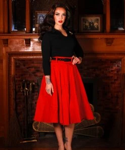 Pinupgirlclothing.com Doris Vintage Swing Skirt With Pockets In Red | Pinup Couture