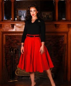 Pinupgirlclothing.com Doris Vintage Swing Skirt With Pockets In Red | Pinup Couture