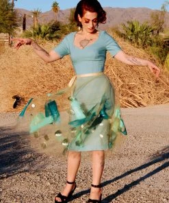 N.Y.M.F. By Co What's New, Pussycat? Isabella Hand Painted Tulle Ballet Skirt In Gold