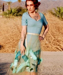 N.Y.M.F. By Co What's New, Pussycat? Isabella Hand Painted Tulle Ballet Skirt In Gold