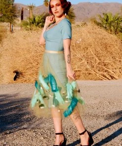 N.Y.M.F. By Co What's New, Pussycat? Isabella Hand Painted Tulle Ballet Skirt In Gold