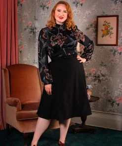Laura Byrnes Design Viva 40s Style Tulip Skirt In Solid Black Crepe | Laura Byrnes What's New, Pussycat?