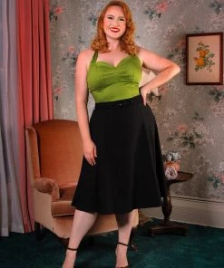 Pinup Couture Shop All In-Stock Items By Size Final Sale - Trixie Top In Olive | Laura Byrnes