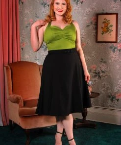Pinup Couture Final Sale - Trixie Top In Olive | Laura Byrnes Shop All In-Stock Items By Size