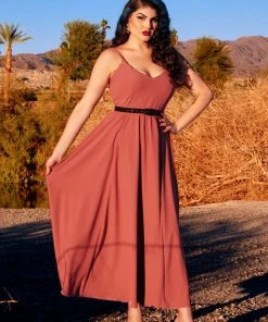 Pinup Couture Amalie Ballerina Daytime Maxi Gown In Mulberry Crepe | Laura Byrnes