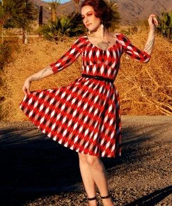 Laura Byrnes Design Kayla Swing Dress In Bad Girl Harlequin | Deadly Dames