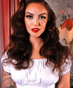 The Perfect Vintage Peasant Top In White | Pinup Couture Shop All In-Stock Items By Size