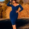 Shop All In-Stock Items By Size Monica Wiggle Dress In Royal Blue | Laura Byrnes Design