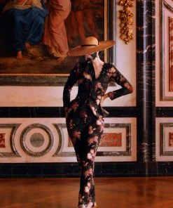 LB Long Trousers In Dark Bella Roses Gabardine | Laura Byrnes Design What's New, Pussycat?