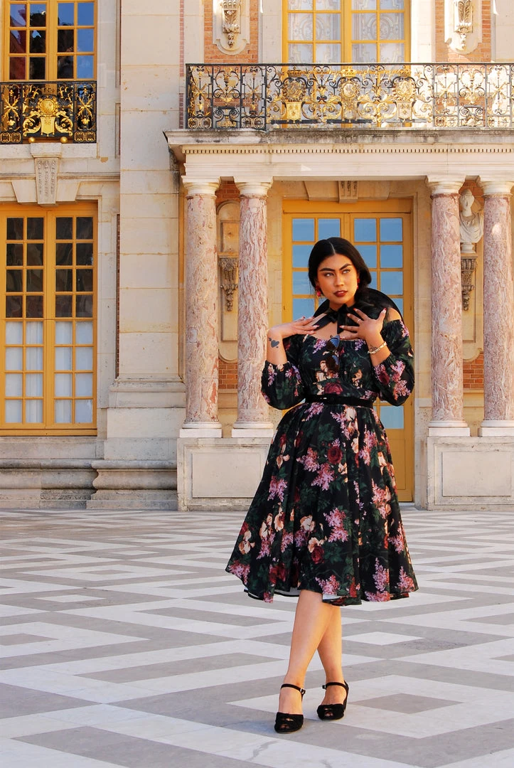 Shop All In-Stock Items By Size Final Sale - Marie-Thérèse Peasant Dress In Dark Bella Roses Crepe | Pinup Couture 3 Shop All In-Stock Items By Size Final Sale - Marie-Thérèse Peasant Dress In Dark Bella Roses Crepe | Pinup Couture