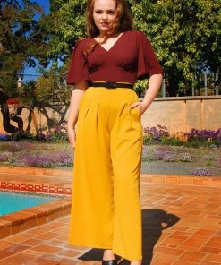 Viva Top Vintage 40's Inspired Flutter Sleeve Blouse In Garnet | Laura Byrnes Design What's New, Pussycat?