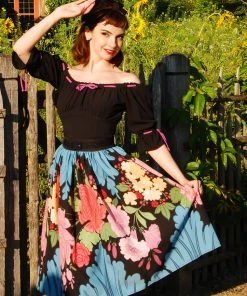 LBHM Bella Gathered Swing Skirt In Large Floral | Laura Byrnes & Hope Johnstun