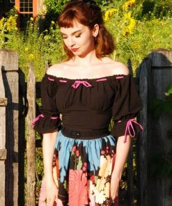 Chérie Peasant Top In Black With Orchid Ribbon Trim | Laura Byrnes Design 15 Chérie Peasant Top In Black With Orchid Ribbon Trim | Laura Byrnes Design