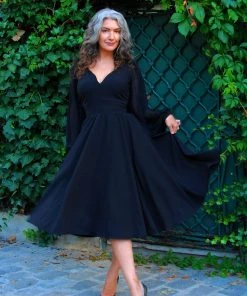 Pinupgirlclothing.com Kara Swing Dress In Black Crepe And Chiffon Sleeves | Laura Byrnes Design What's New, Pussycat? 29 Pinupgirlclothing.com Kara Swing Dress In Black Crepe And Chiffon Sleeves | Laura Byrnes Design What's New, Pussycat?