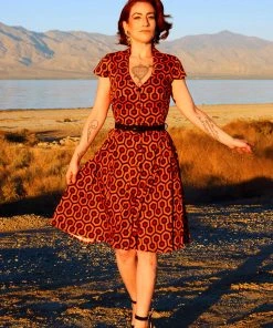 Colette Vintage Swing Dress In Hotel Hexagon Cotton Sateen | Pinup Couture