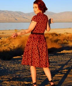 Colette Vintage Swing Dress In Hotel Hexagon Cotton Sateen | Pinup Couture