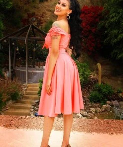 Natalie Dress In Salmon Rose Crepe | Pinup Couture What's New, Pussycat? 9 Natalie Dress In Salmon Rose Crepe | Pinup Couture What's New, Pussycat?