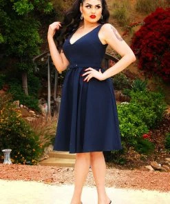 Final Sale - Tara Dress In Navy Crepe | Laura Byrnes Design Shop All In-Stock Items By Size