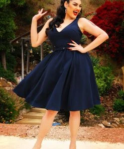 Final Sale - Tara Dress In Navy Crepe | Laura Byrnes Design Shop All In-Stock Items By Size