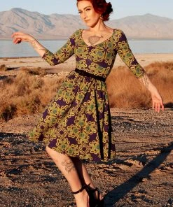LBHM Kayla Swing Dress In Daddy Cthulhu Stretch Knit | Laura Byrnes & Hope Johnstun