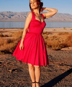 Vera Vintage Swing Dress In Solid Fuchsia Cotton Sateen | Deadly Dames 9 Vera Vintage Swing Dress In Solid Fuchsia Cotton Sateen | Deadly Dames