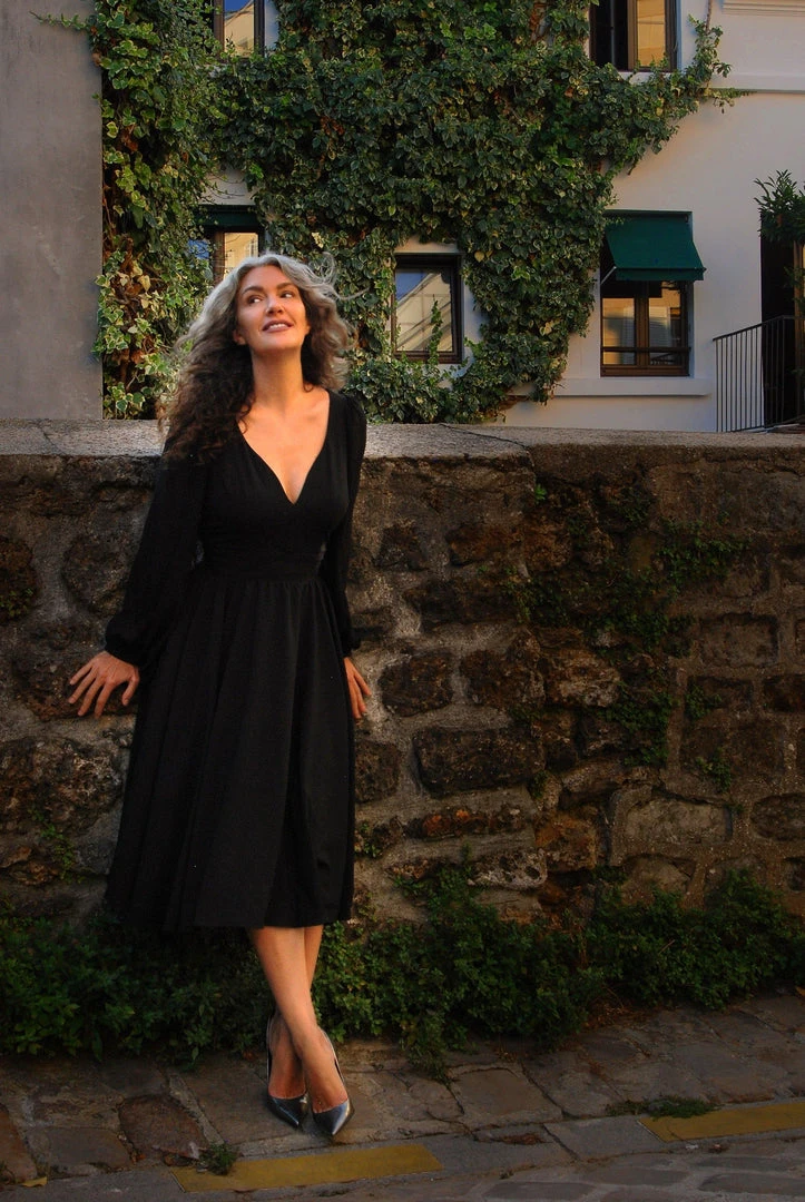 Pinupgirlclothing.com Kara Swing Dress In Black Crepe And Chiffon Sleeves | Laura Byrnes Design What's New, Pussycat? 12 Pinupgirlclothing.com Kara Swing Dress In Black Crepe And Chiffon Sleeves | Laura Byrnes Design What's New, Pussycat?