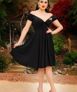 Natalie Dress In Black Crepe | Pinup Couture