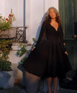 Pinupgirlclothing.com Kara Swing Dress In Black Crepe And Chiffon Sleeves | Laura Byrnes Design What's New, Pussycat? 33 Pinupgirlclothing.com Kara Swing Dress In Black Crepe And Chiffon Sleeves | Laura Byrnes Design What's New, Pussycat?