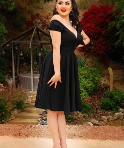 Natalie Dress In Black Crepe | Pinup Couture