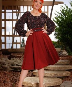 Doris Vintage Swing Skirt In Burgundy Gabardine | Pinup Couture What's New, Pussycat? 10 Doris Vintage Swing Skirt In Burgundy Gabardine | Pinup Couture What's New, Pussycat?