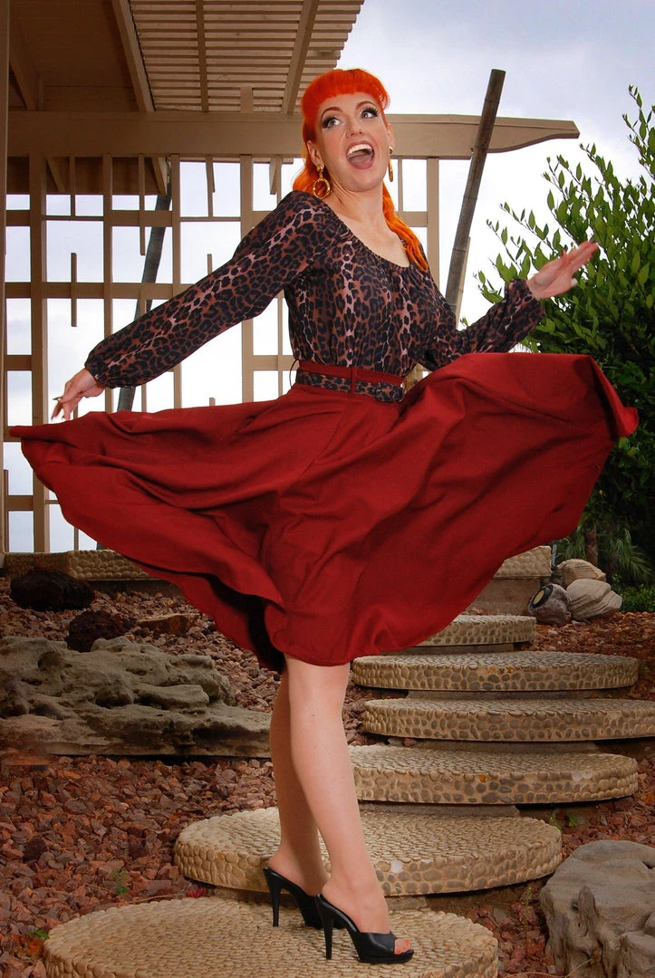 Doris Vintage Swing Skirt In Burgundy Gabardine | Pinup Couture What's New, Pussycat? 7 Doris Vintage Swing Skirt In Burgundy Gabardine | Pinup Couture What's New, Pussycat?
