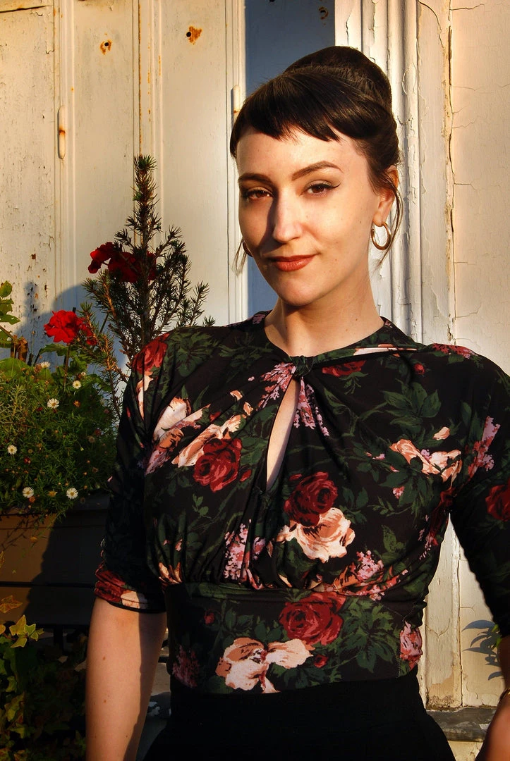 Pinupgirlclothing.com Malia Top In Dark Bella Roses | Laura Byrnes Design What's New, Pussycat? 6 Pinupgirlclothing.com Malia Top In Dark Bella Roses | Laura Byrnes Design What's New, Pussycat?